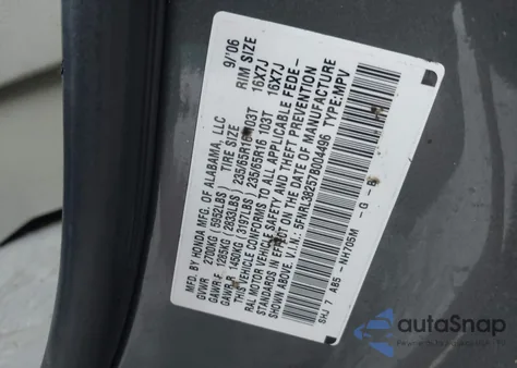 2007 Honda Odyssey Lx из США, поврежденный, VIN 5FNRL38257B004496